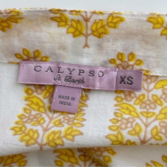 Calypso St. Barth Floral Block Print Tunic Top XS Yellow - Picture 4 of 7